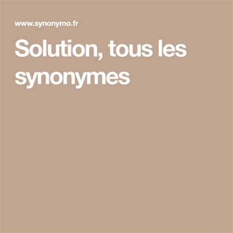 solution synonyme.